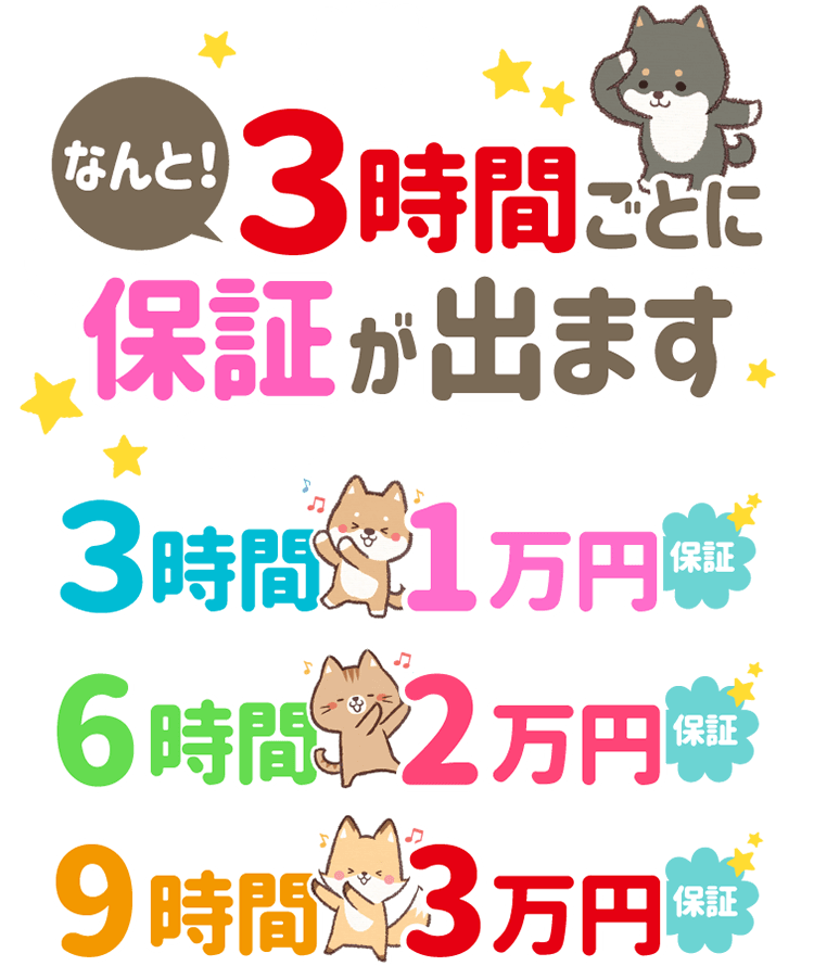 なんと！3時間ごとに保証が出ます